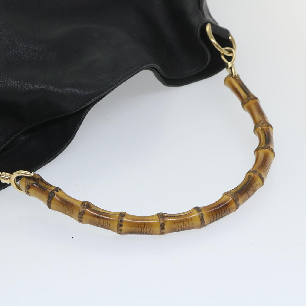 GUCCI Bamboo Shoulder Bag Leather 2way Black 57331