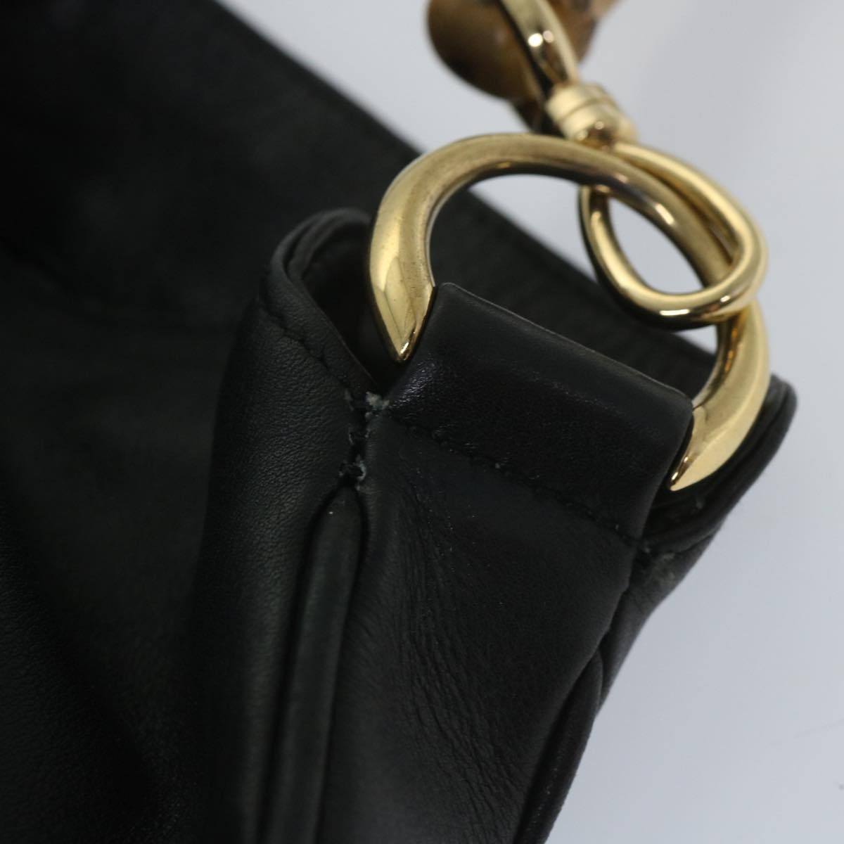 GUCCI Bamboo Shoulder Bag Leather 2way Black 57331
