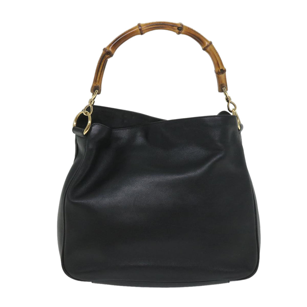 GUCCI Bamboo Shoulder Bag Leather 2way Black 57332