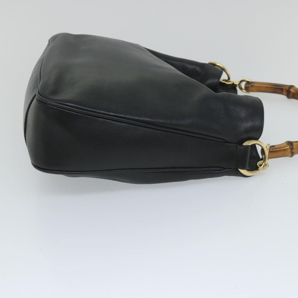 GUCCI Bamboo Shoulder Bag Leather 2way Black 57332
