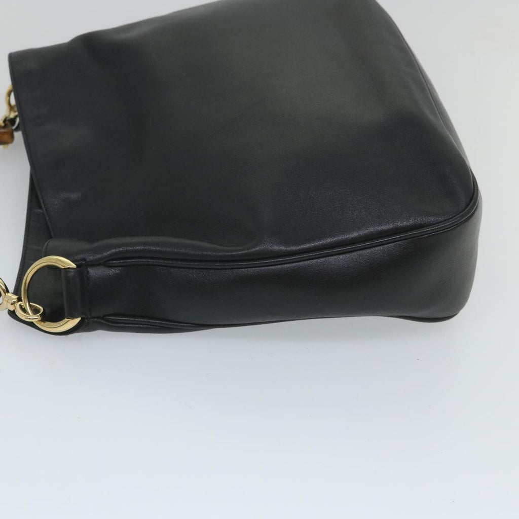 GUCCI Bamboo Shoulder Bag Leather 2way Black 57332