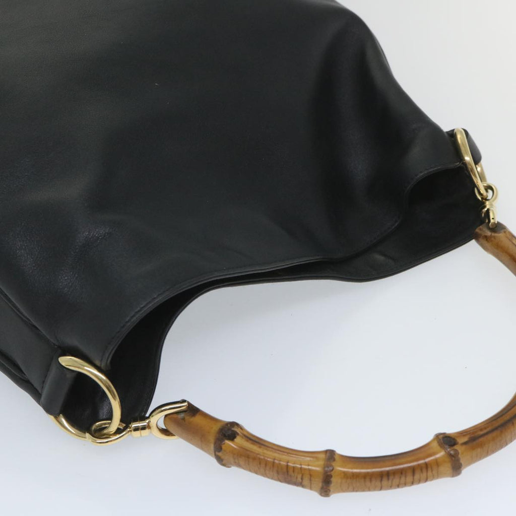 GUCCI Bamboo Shoulder Bag Leather 2way Black 57332