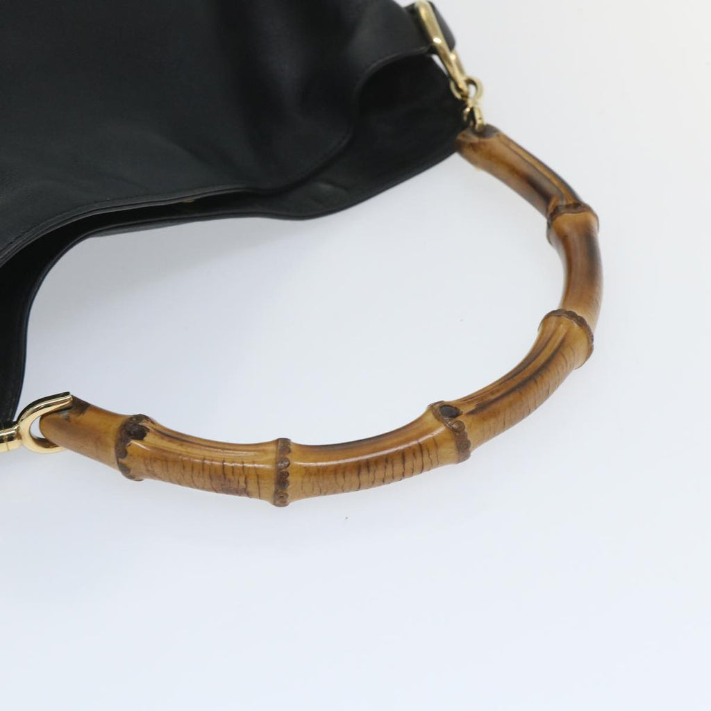 GUCCI Bamboo Shoulder Bag Leather 2way Black 57332