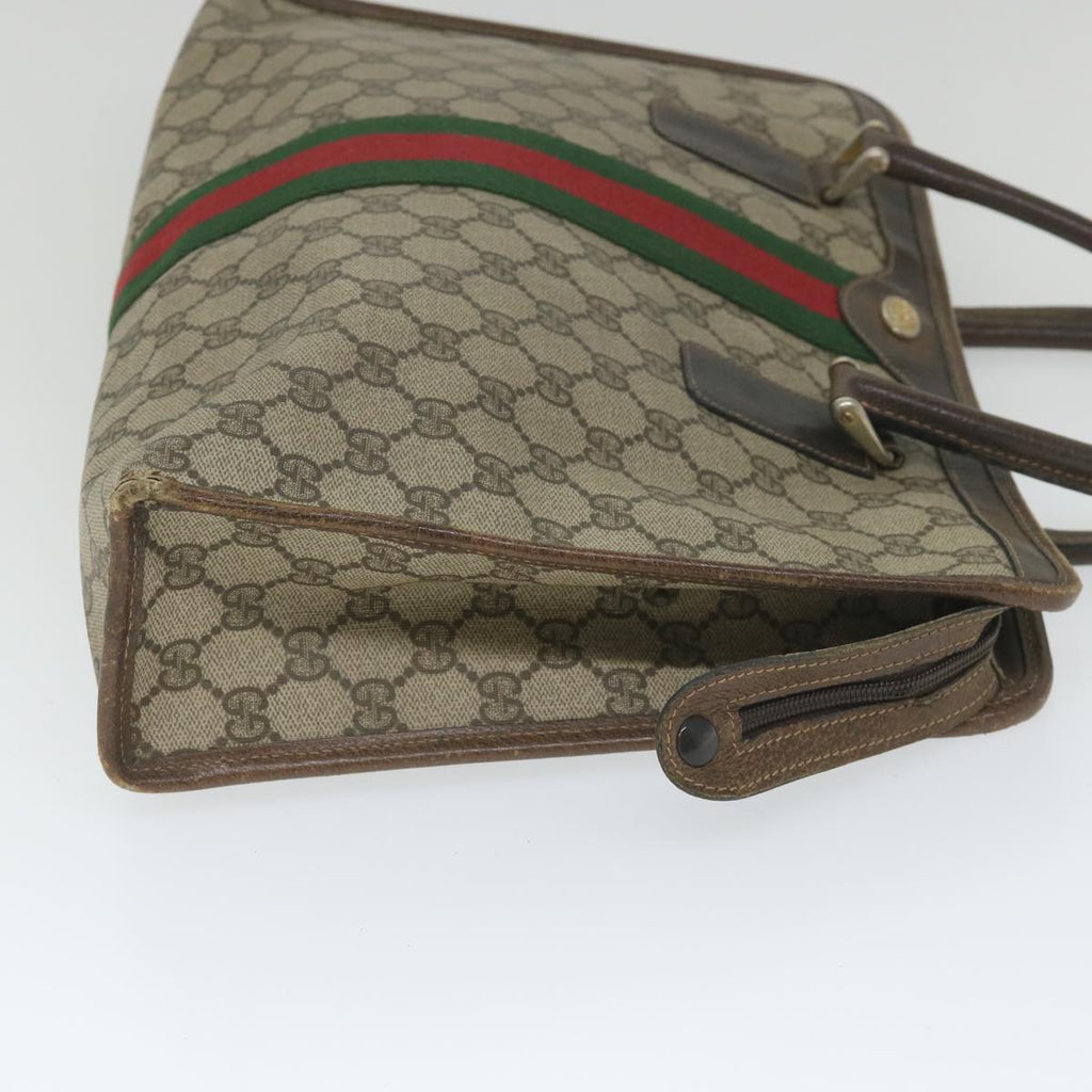 GUCCI GG Canvas Web Sherry Line Hand Bag PVC Leather Beige Green Red 57333