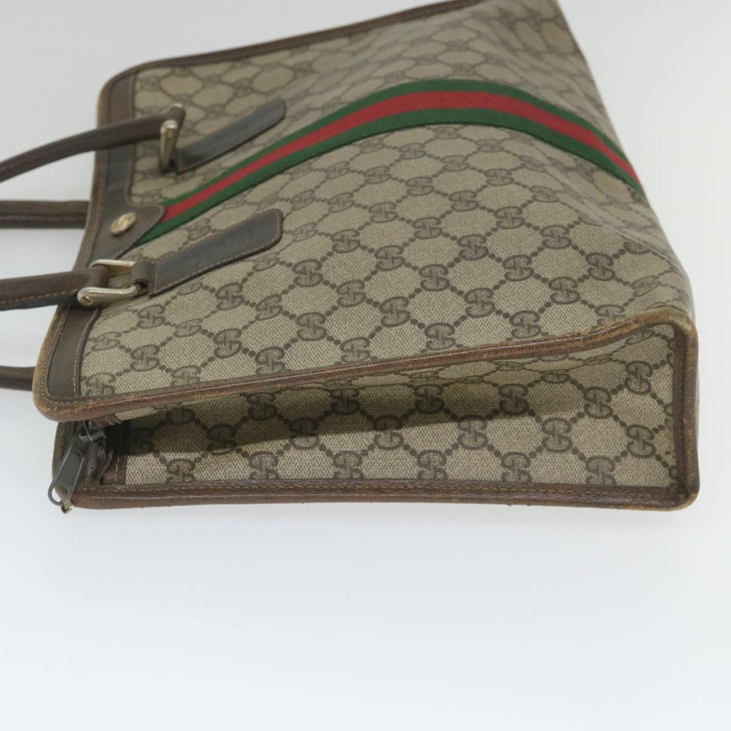 GUCCI GG Canvas Web Sherry Line Hand Bag PVC Leather Beige Green Red 57333