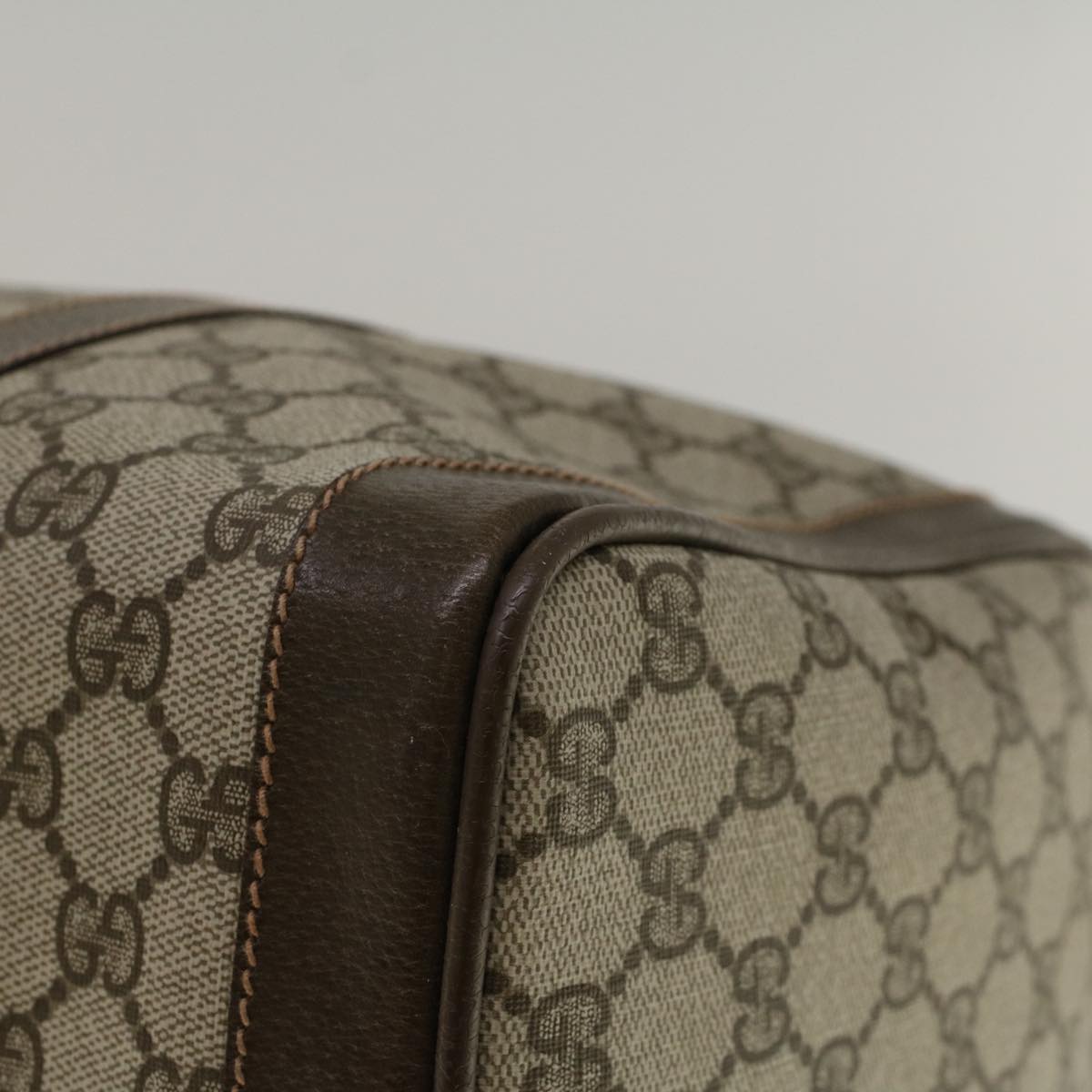 GUCCI GG Canvas Boston Bag PVC Leather Beige 57341