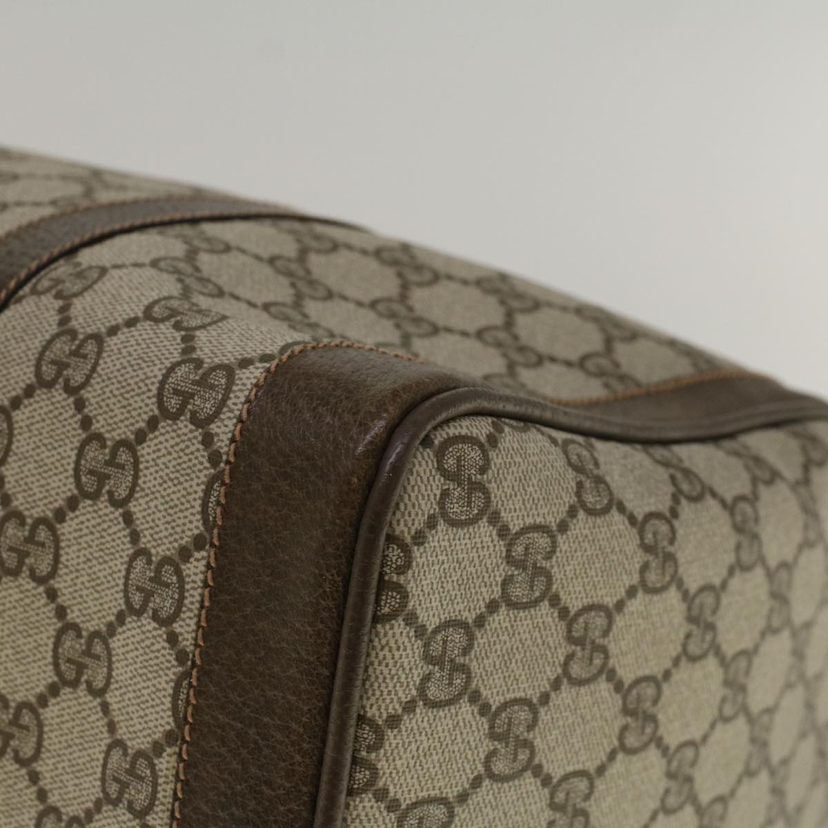 GUCCI GG Canvas Boston Bag PVC Leather Beige 57341