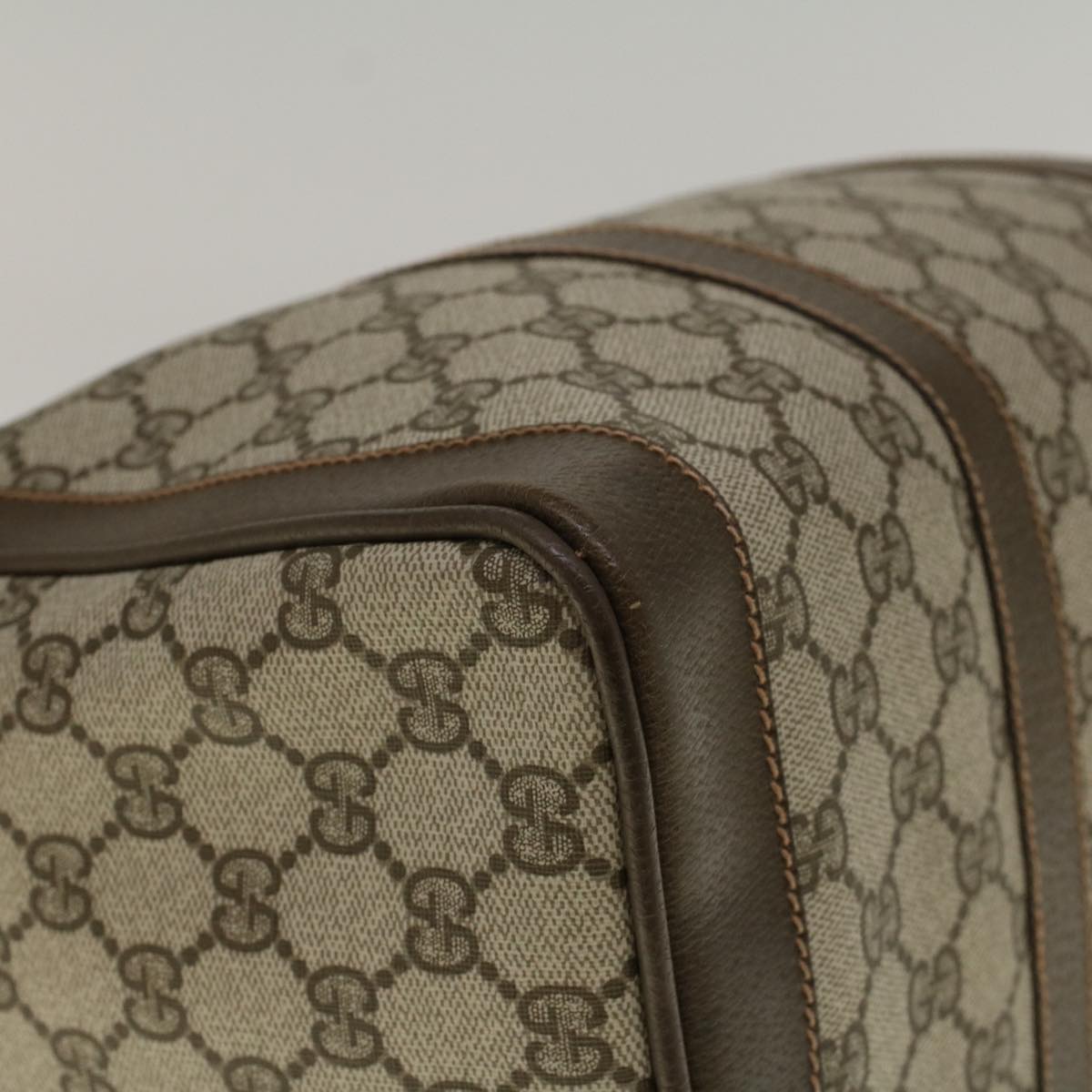 GUCCI GG Canvas Boston Bag PVC Leather Beige 57341