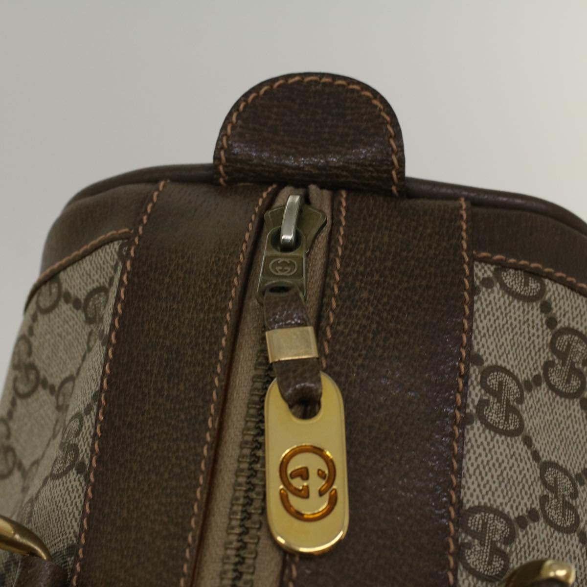 GUCCI GG Canvas Boston Bag PVC Leather Beige 57341