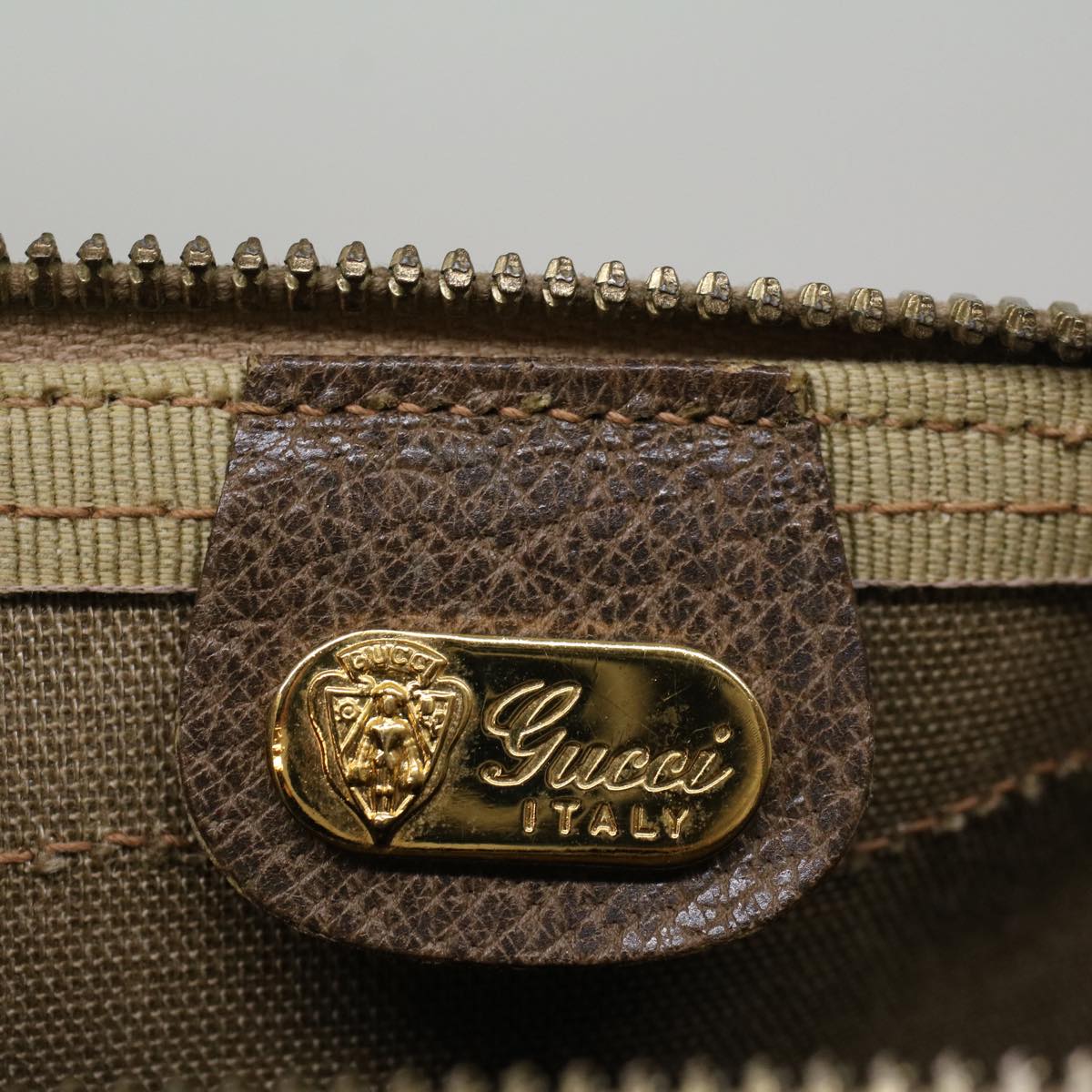 GUCCI GG Canvas Boston Bag PVC Leather Beige 57341