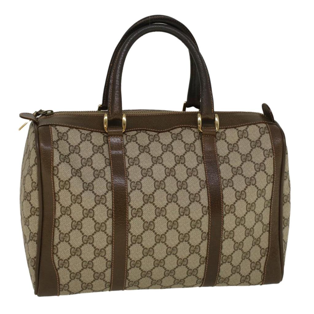 GUCCI GG Canvas Boston Bag PVC Leather Beige 57341
