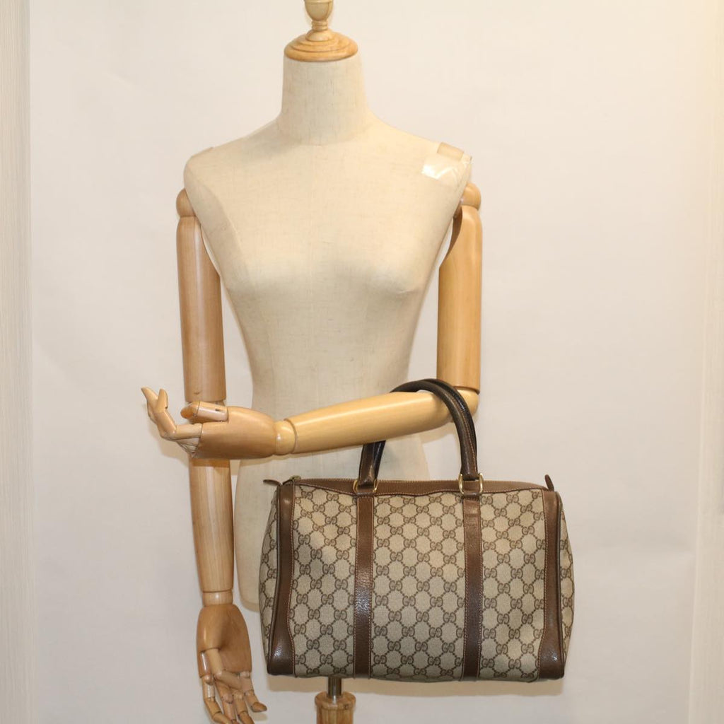 GUCCI GG Canvas Boston Bag PVC Leather Beige 57341