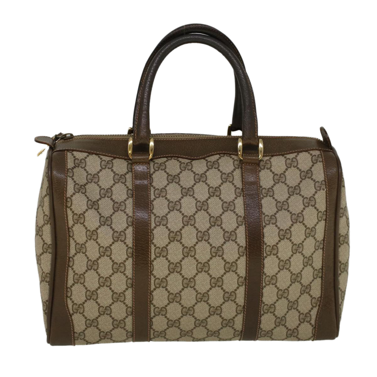 GUCCI GG Canvas Boston Bag PVC Leather Beige 57341