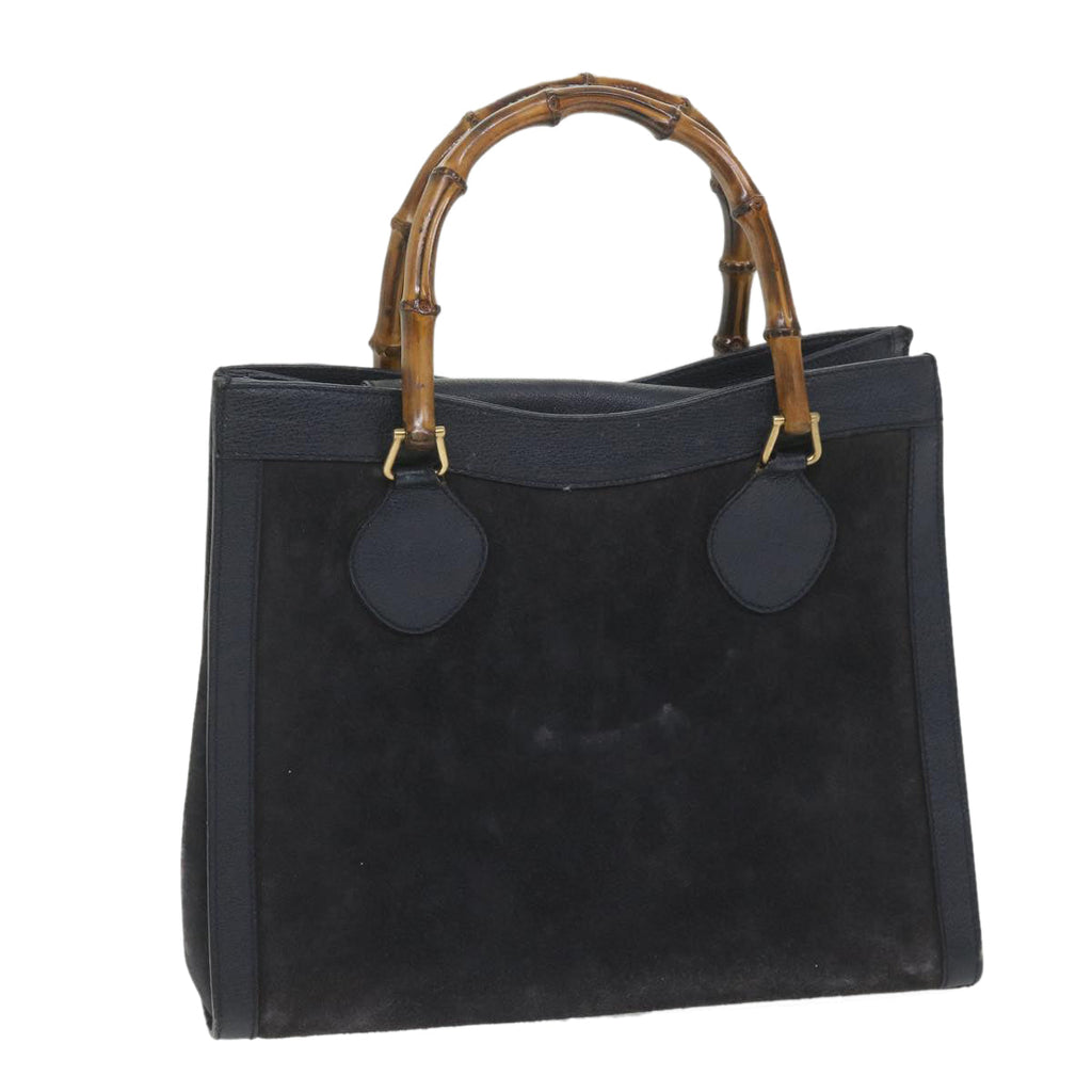 GUCCI Bamboo Hand Bag Suede Navy 002 1186 0260 57359