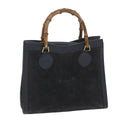GUCCI Bamboo Hand Bag Suede Navy 002 1186 0260 57359