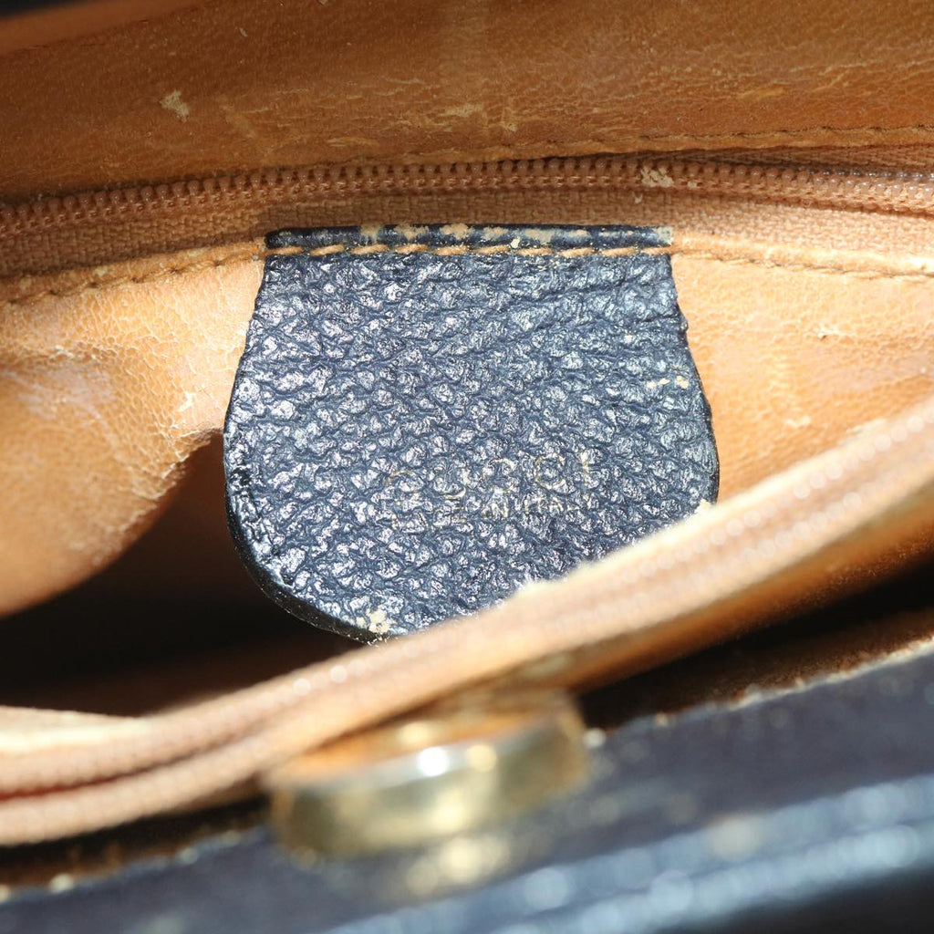 GUCCI Bamboo Hand Bag Suede Navy 002 1186 0260 57359