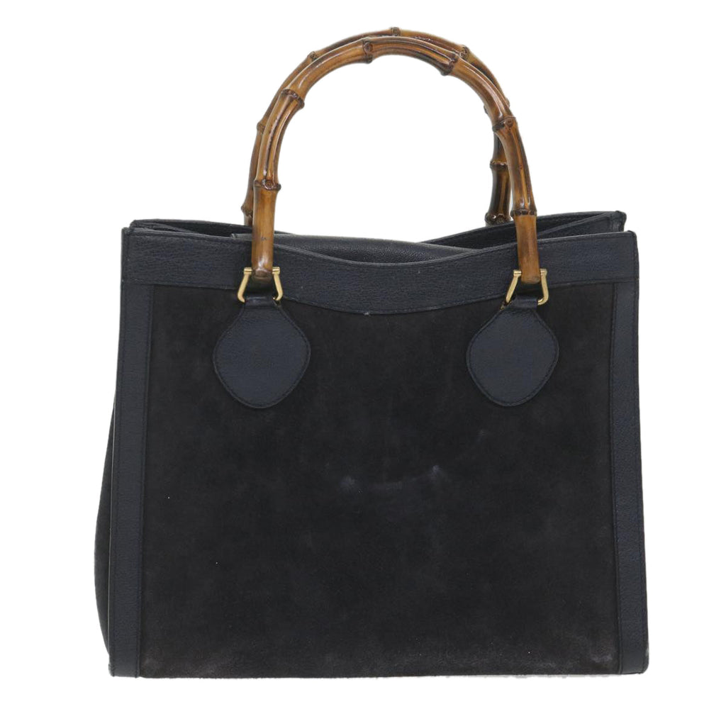 GUCCI Bamboo Hand Bag Suede Navy 002 1186 0260 57359
