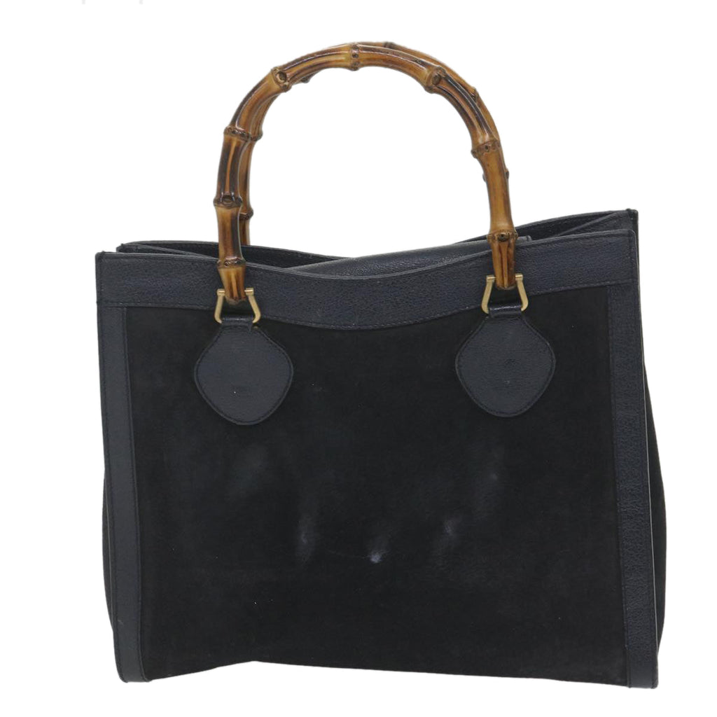GUCCI Bamboo Hand Bag Suede Navy 002 1186 0260 57359