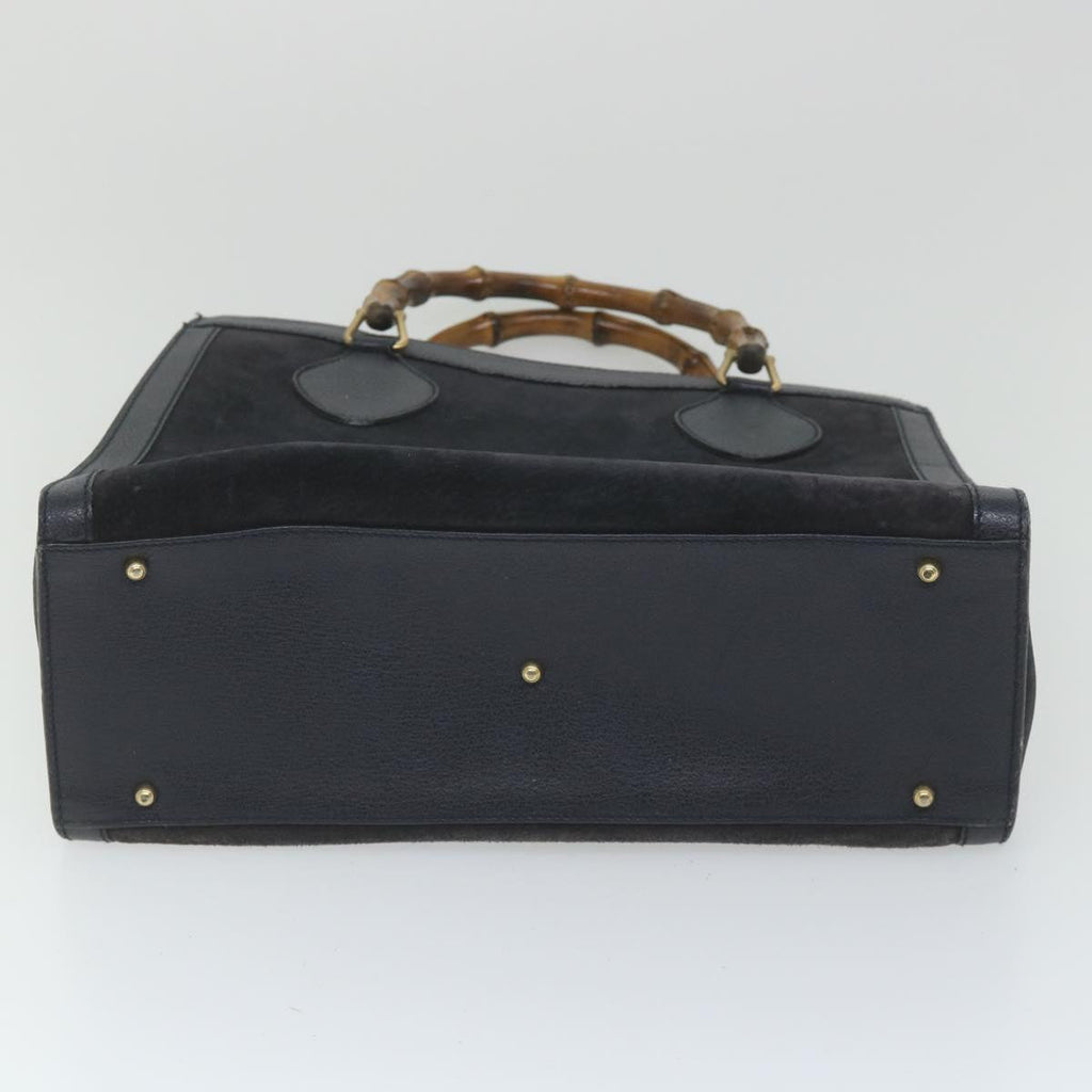 GUCCI Bamboo Hand Bag Suede Navy 002 1186 0260 57359