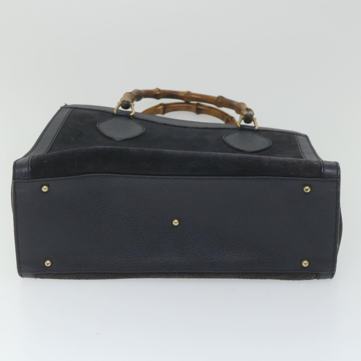 GUCCI Bamboo Hand Bag Suede Navy 002 1186 0260 57359