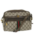 GUCCI GG Canvas Web Sherry Line Shoulder Bag PVC Leather Beige Green 57363