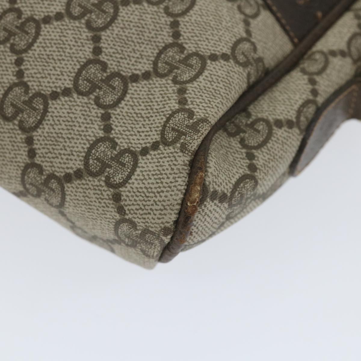 GUCCI GG Canvas Web Sherry Line Shoulder Bag PVC Leather Beige Green 57363