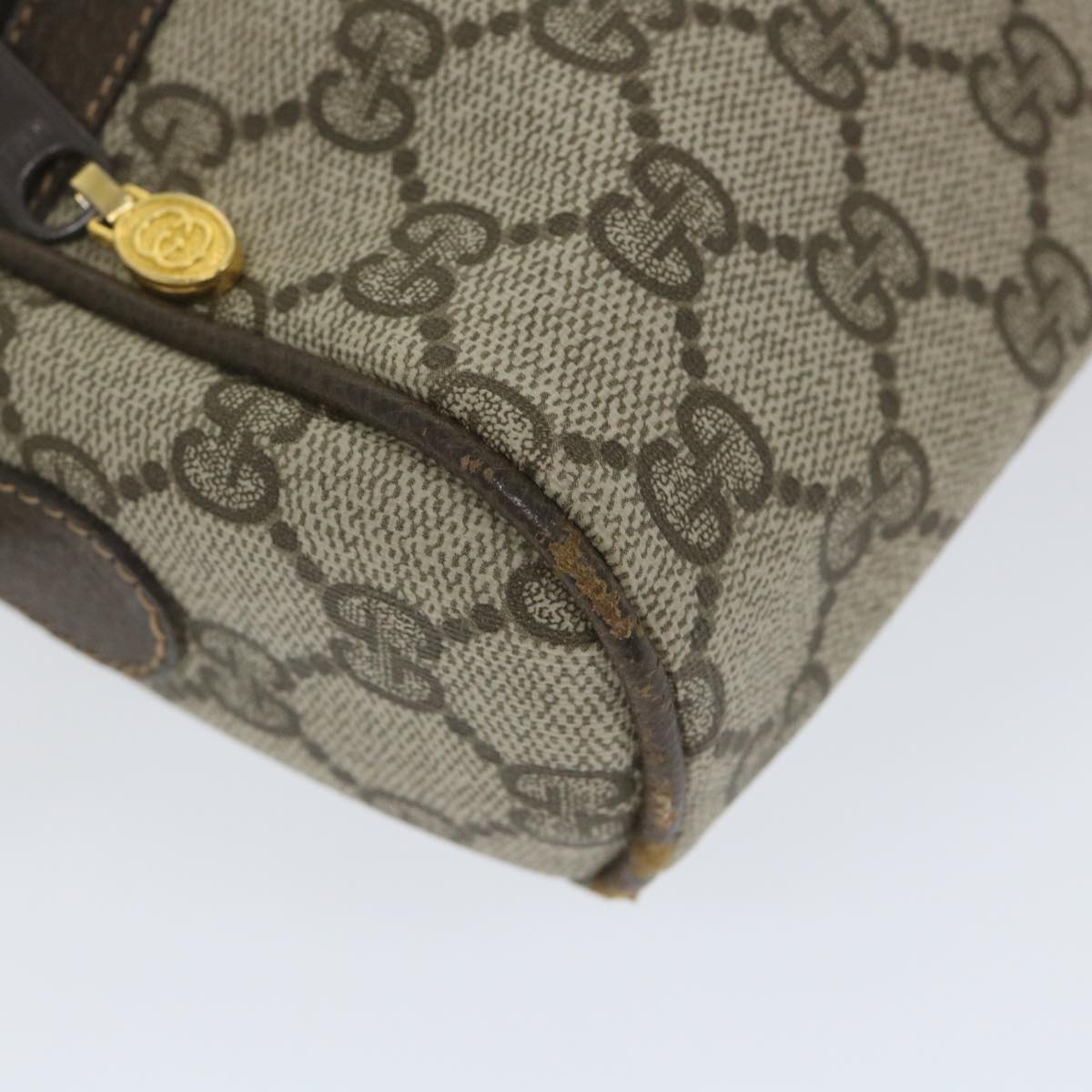 GUCCI GG Canvas Web Sherry Line Shoulder Bag PVC Leather Beige Green 57363