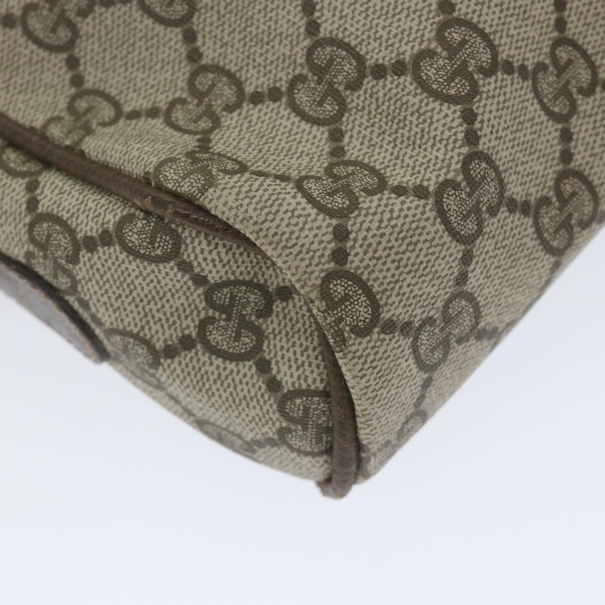 GUCCI GG Canvas Web Sherry Line Shoulder Bag PVC Leather Beige Green 57363
