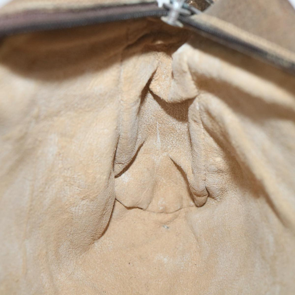 GUCCI GG Canvas Web Sherry Line Shoulder Bag PVC Leather Beige Green 57363