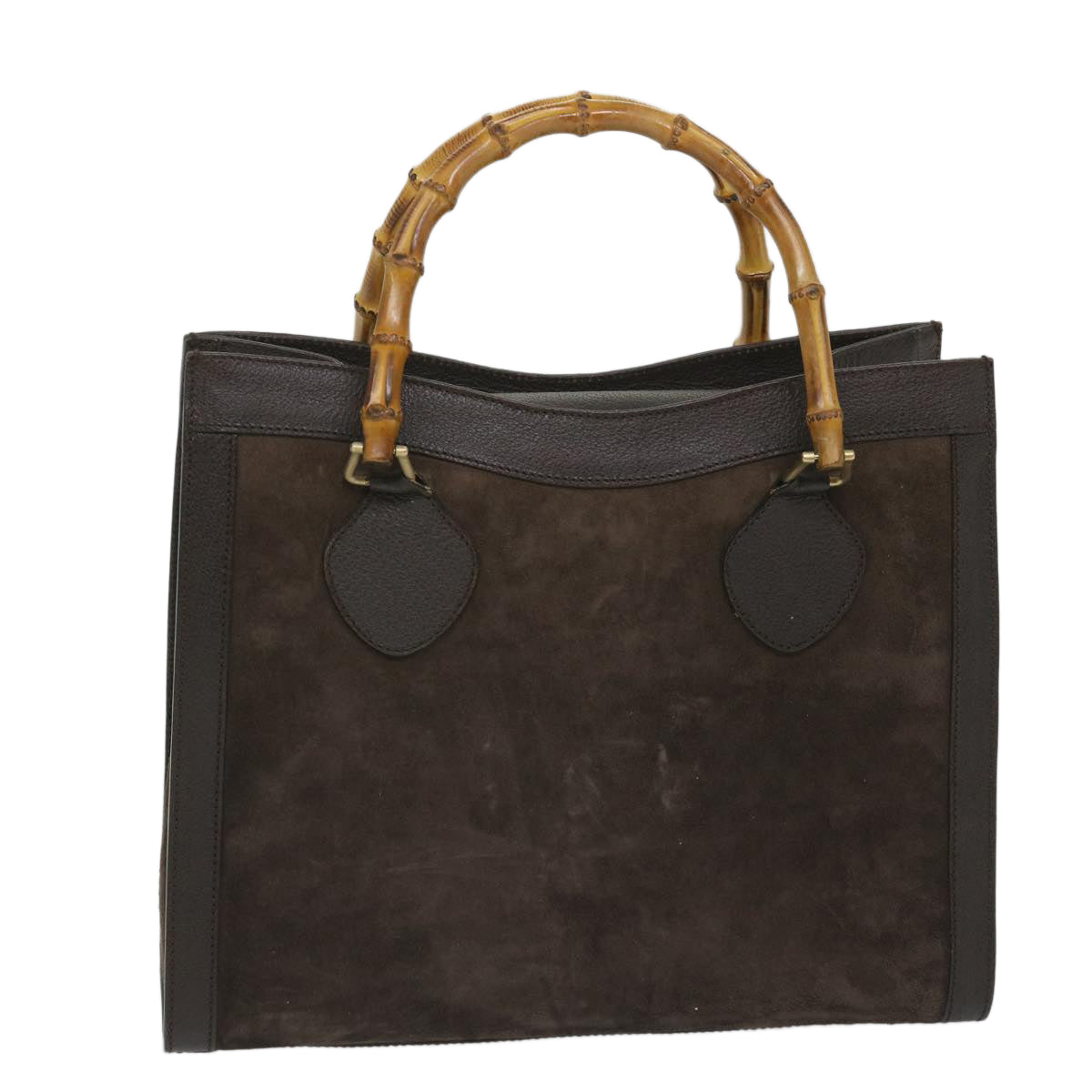GUCCI Bamboo Hand Bag Suede Brown 002 1095 0260 57388