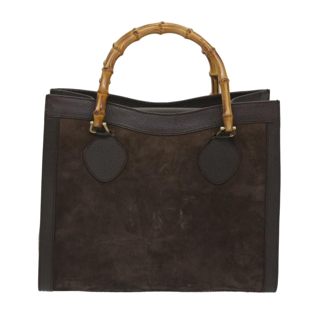 GUCCI Bamboo Hand Bag Suede Brown 002 1095 0260 57388