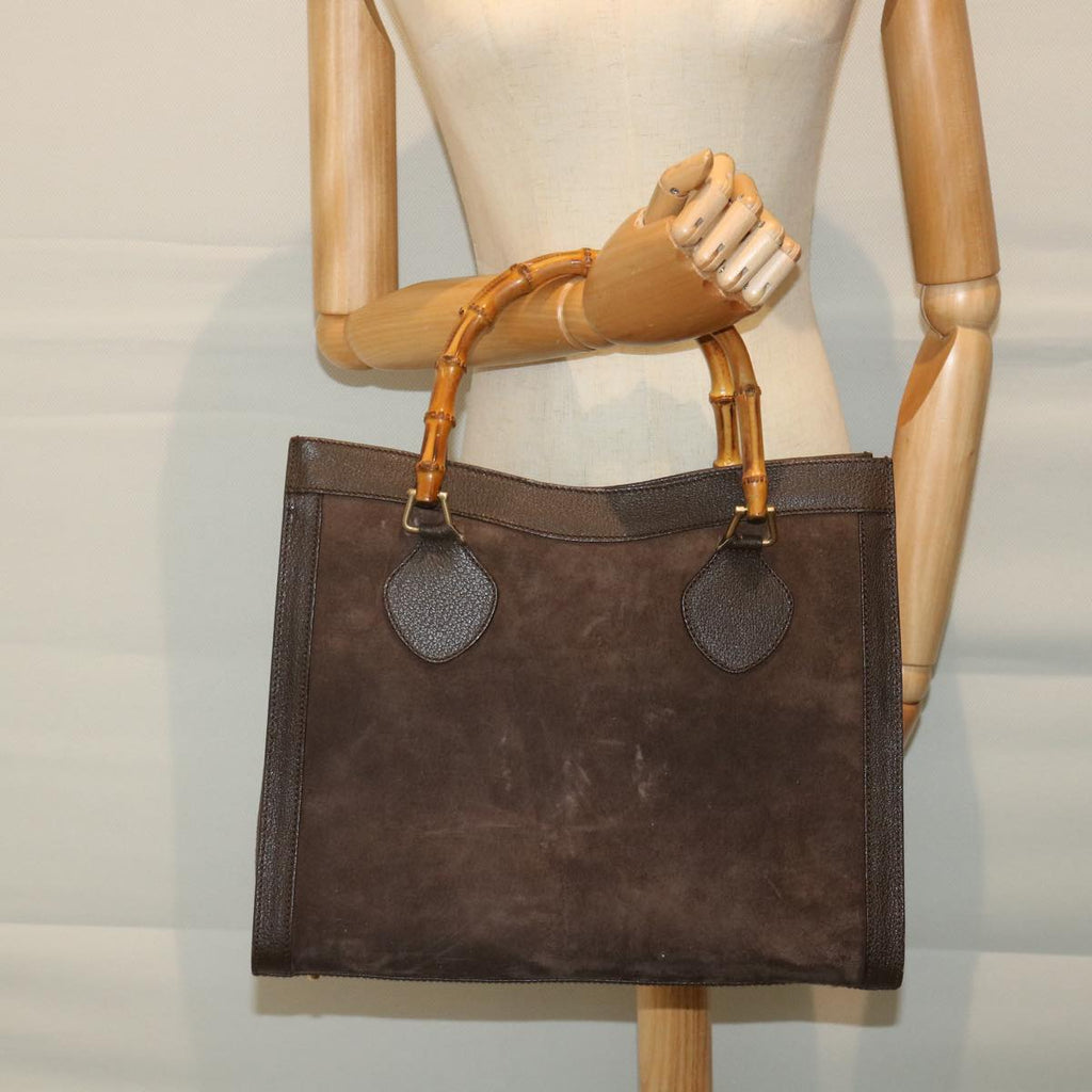 GUCCI Bamboo Hand Bag Suede Brown 002 1095 0260 57388