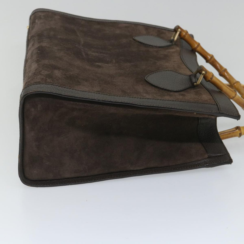 GUCCI Bamboo Hand Bag Suede Brown 002 1095 0260 57388