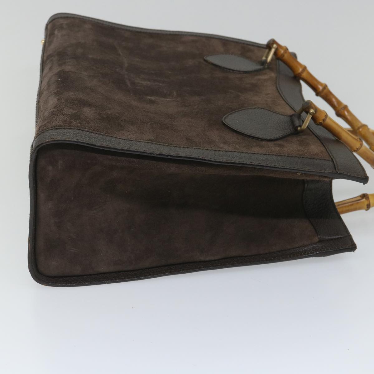 GUCCI Bamboo Hand Bag Suede Brown 002 1095 0260 57388