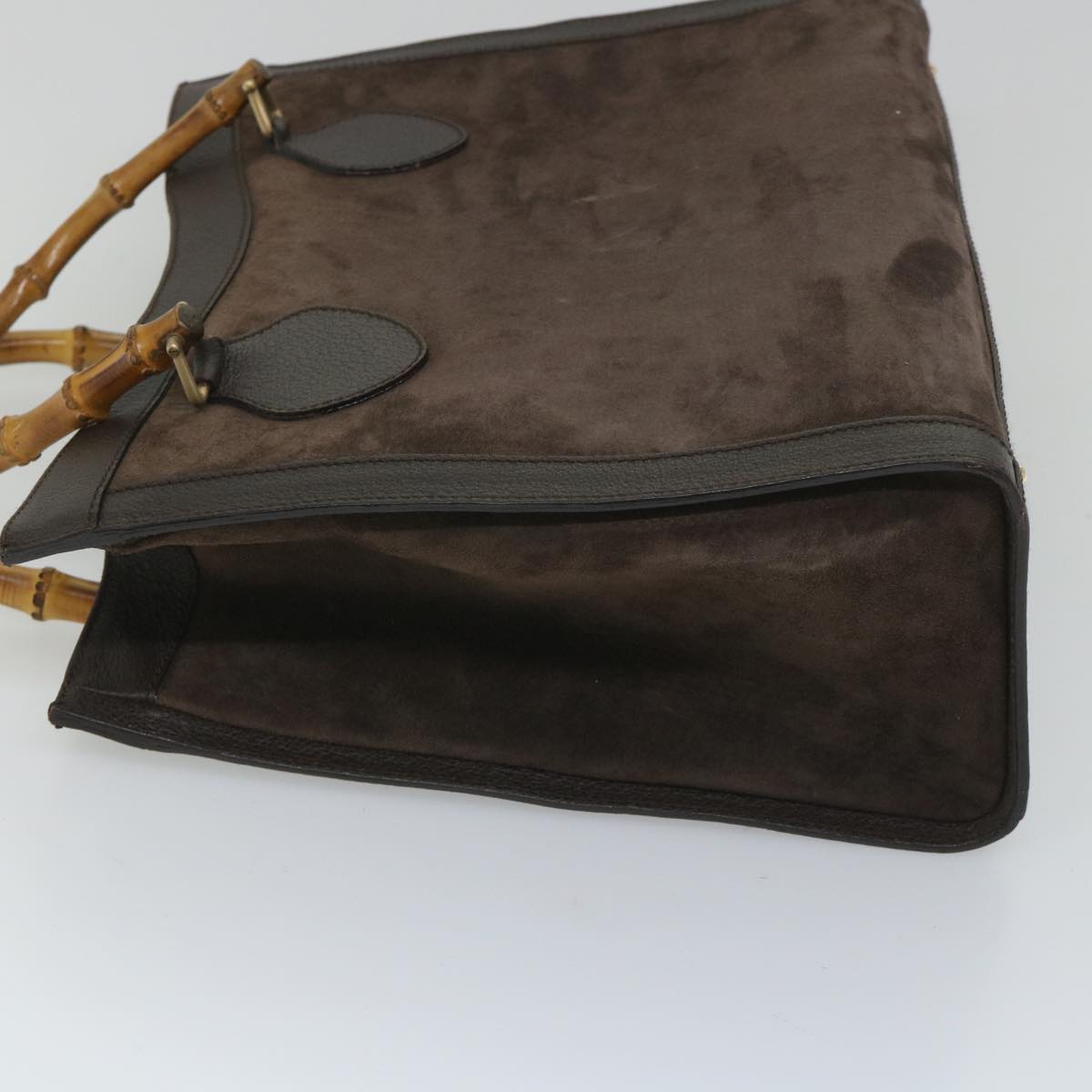 GUCCI Bamboo Hand Bag Suede Brown 002 1095 0260 57388