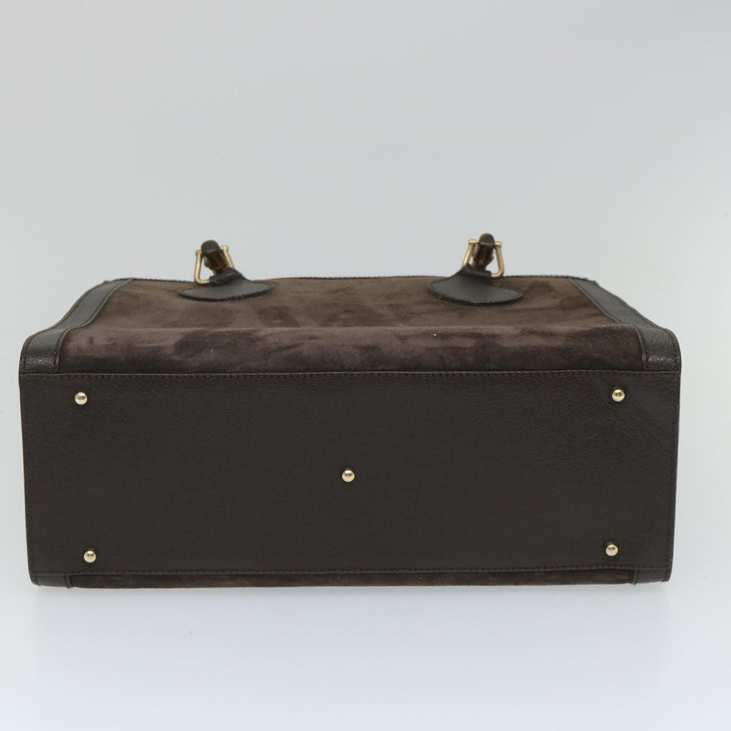 GUCCI Bamboo Hand Bag Suede Brown 002 1095 0260 57388