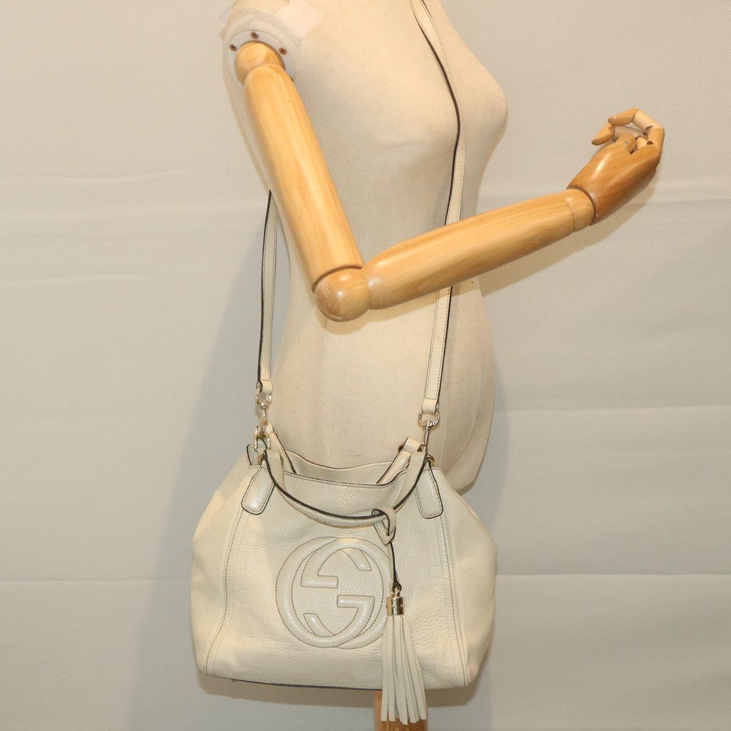 GUCCI Soho Shoulder Bag Leather 2way White 336751 57401