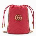 Gucci Gg Marmont Red Leather Bucket Bag Women