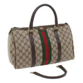 GUCCI GG Canvas Web Sherry Line Boston Bag PVC Leather Beige Green 57545