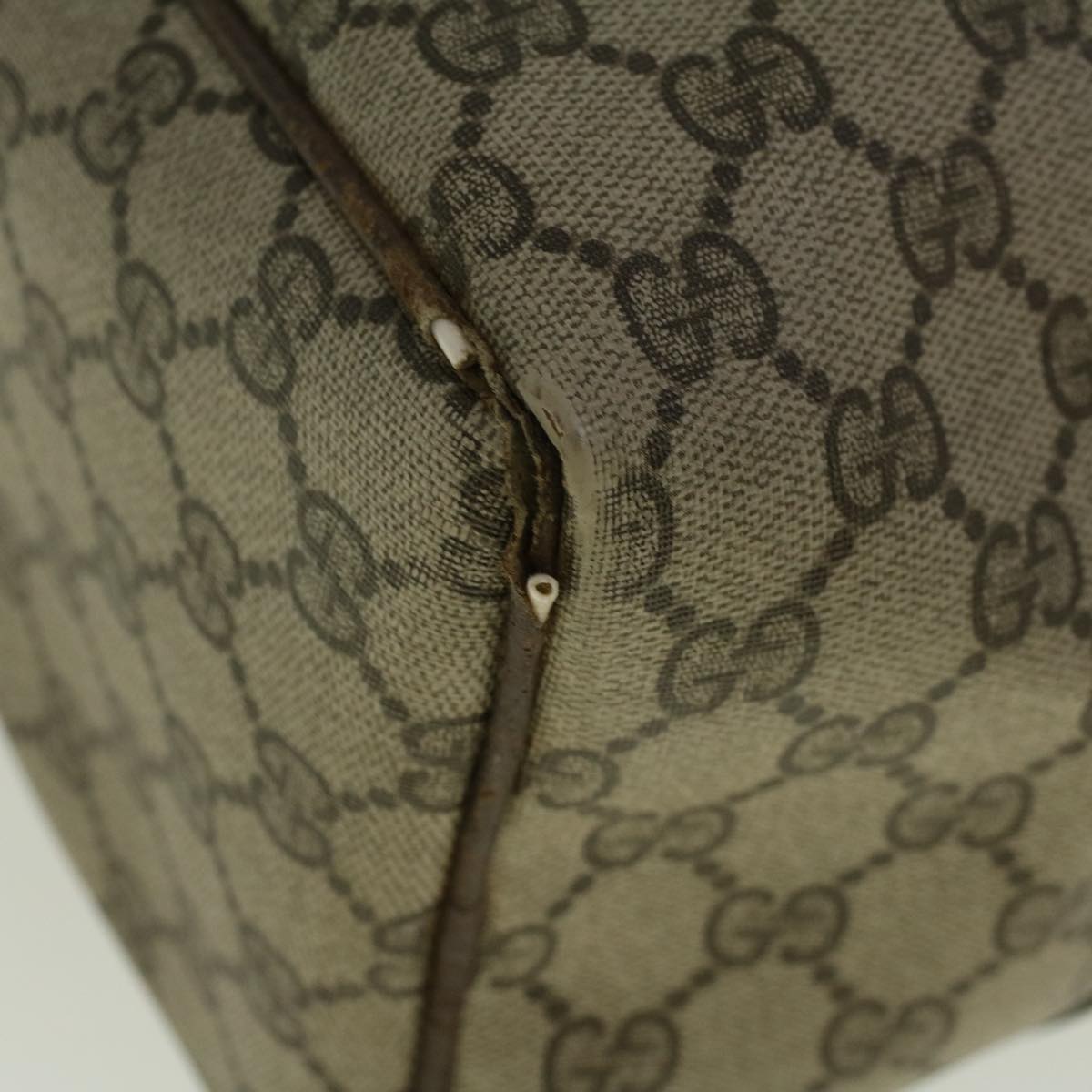 GUCCI GG Canvas Web Sherry Line Boston Bag PVC Leather Beige Green 57545