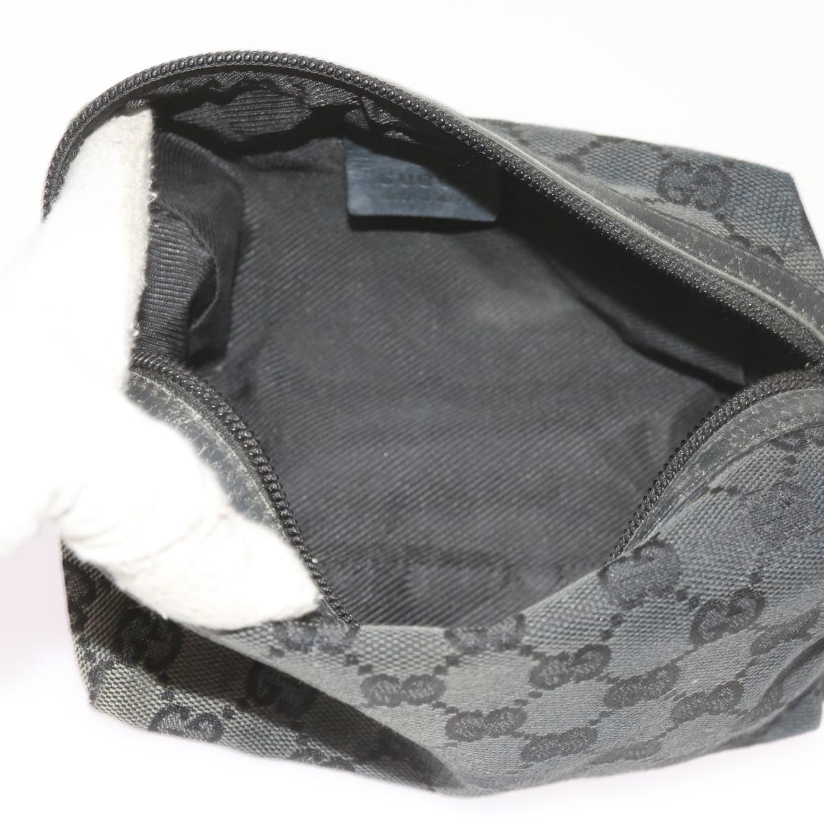 GUCCI GG Canvas Pouch Tote Bag Coated Canvas 2Set Beige Black 57550