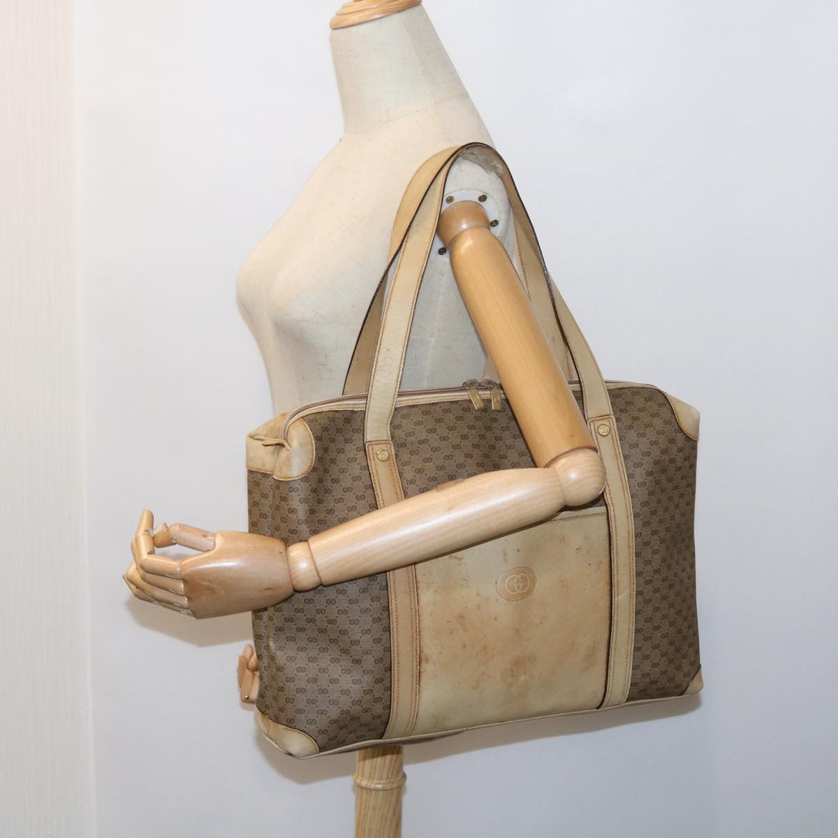GUCCI Micro GG Supreme Tote Bag PVC Leather Beige 87 002 0003 57551