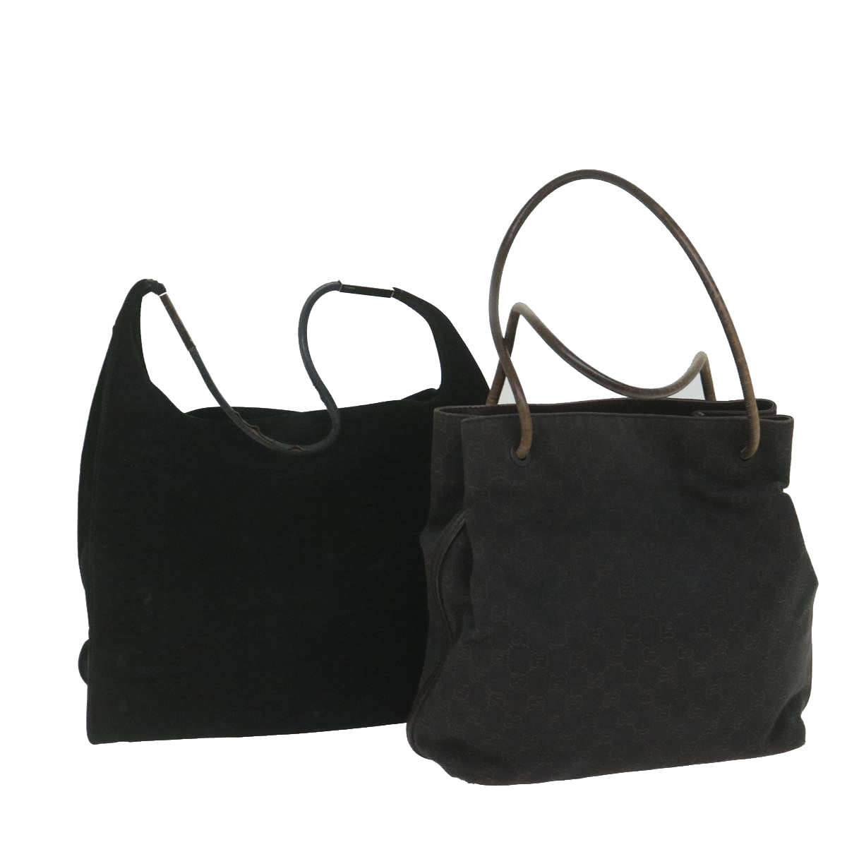 GUCCI GG Canvas Shoulder Bag Suede 2Set Brown Black 57552