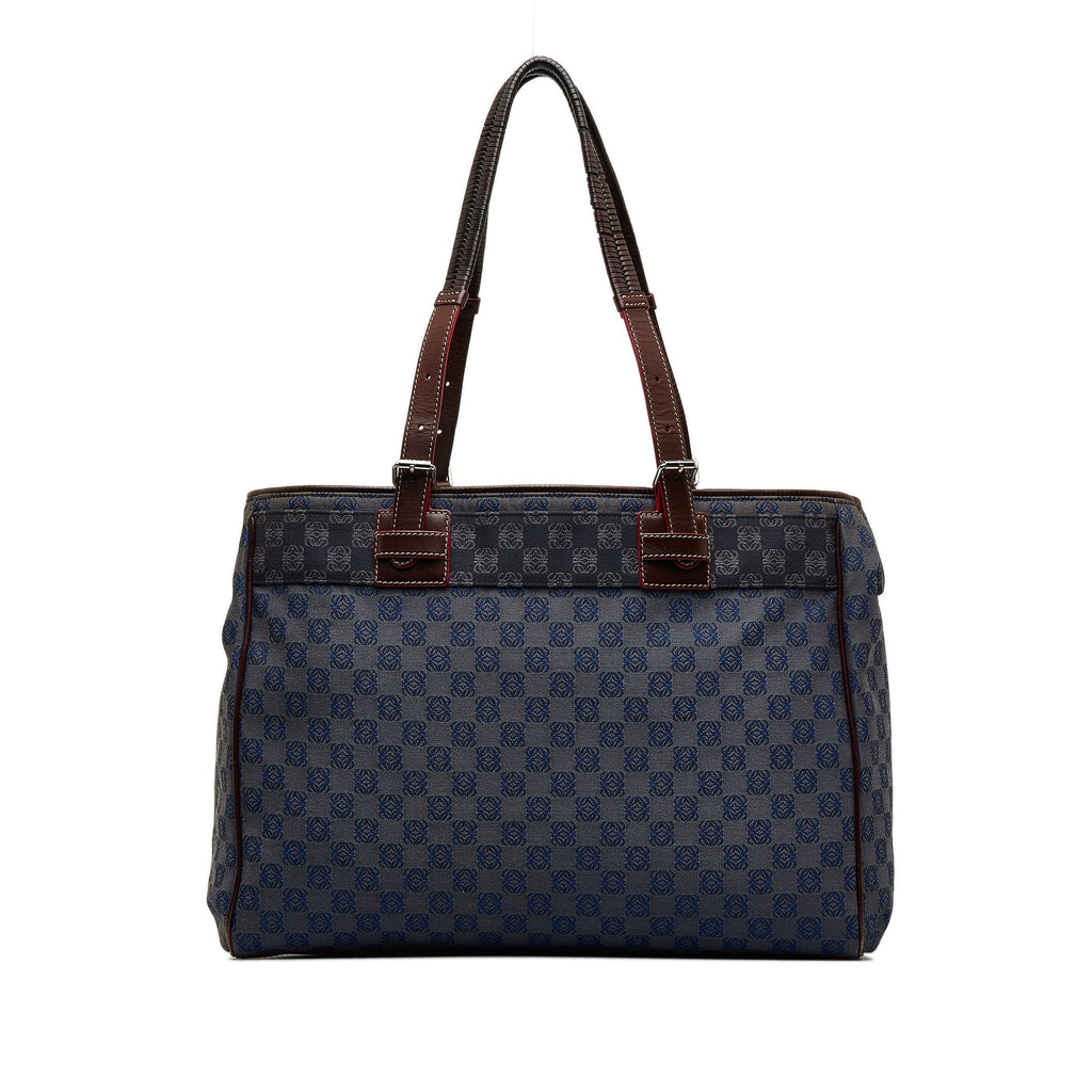 Blue Loewe Anagram Canvas Tote Bag