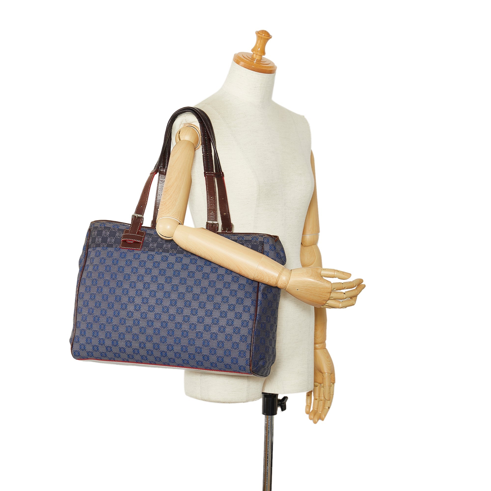 Blue Loewe Anagram Canvas Tote Bag