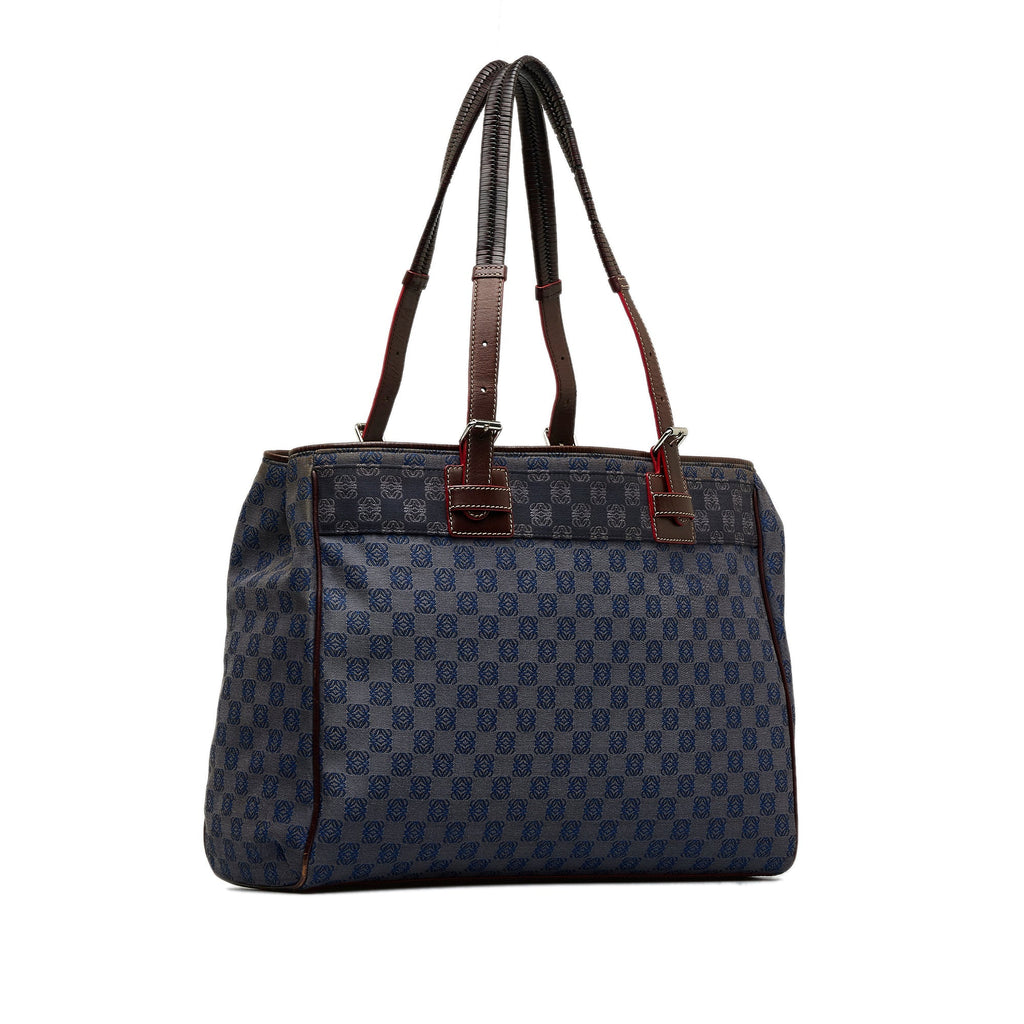 Blue Loewe Anagram Canvas Tote Bag