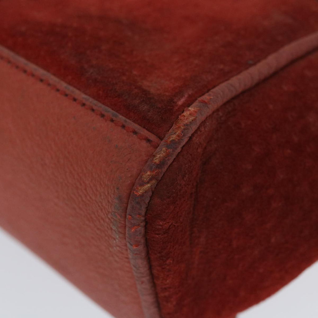 GUCCI Bamboo Hand Bag Suede 2way Red 007 2214 0238 57615