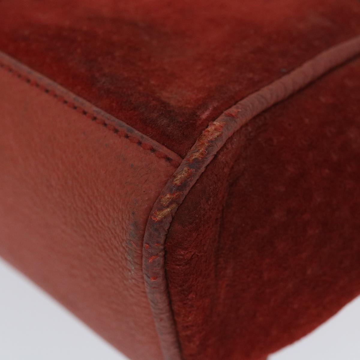 GUCCI Bamboo Hand Bag Suede 2way Red 007 2214 0238 57615