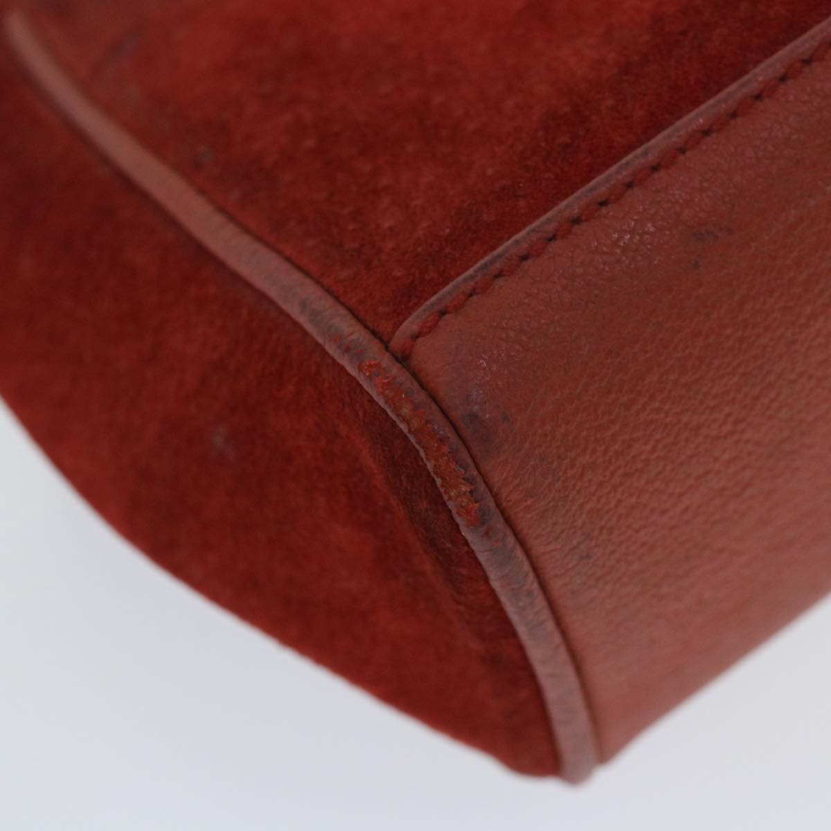 GUCCI Bamboo Hand Bag Suede 2way Red 007 2214 0238 57615