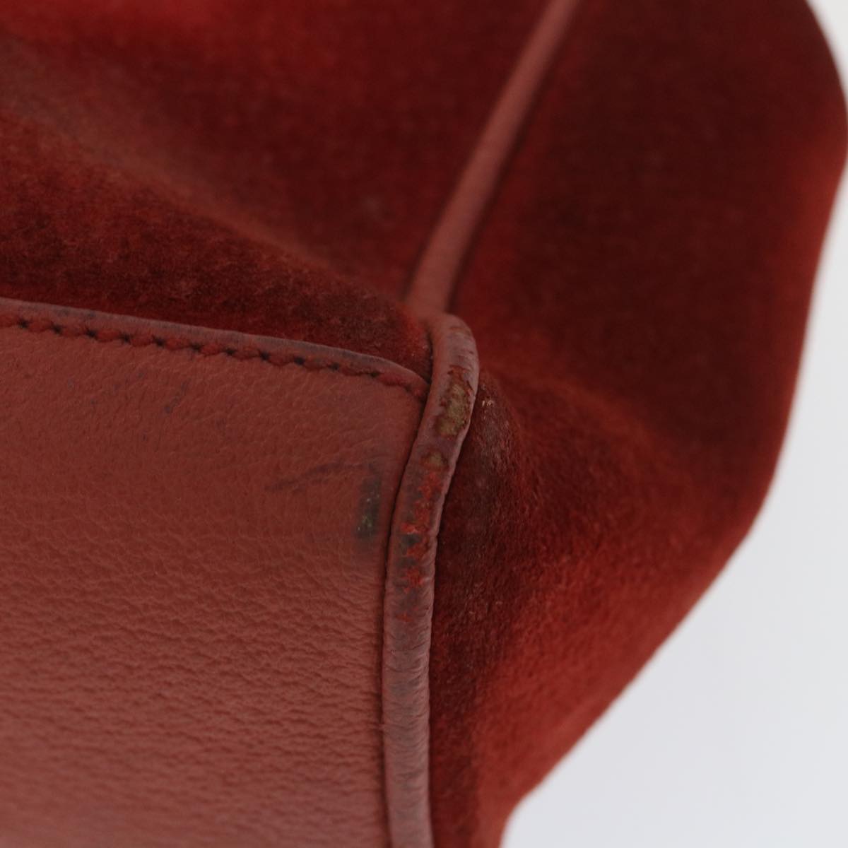 GUCCI Bamboo Hand Bag Suede 2way Red 007 2214 0238 57615
